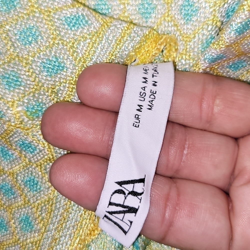 ZARA DIAMOND JACQUARD KNIT PANTS SIZE M - Picture 13 of 16